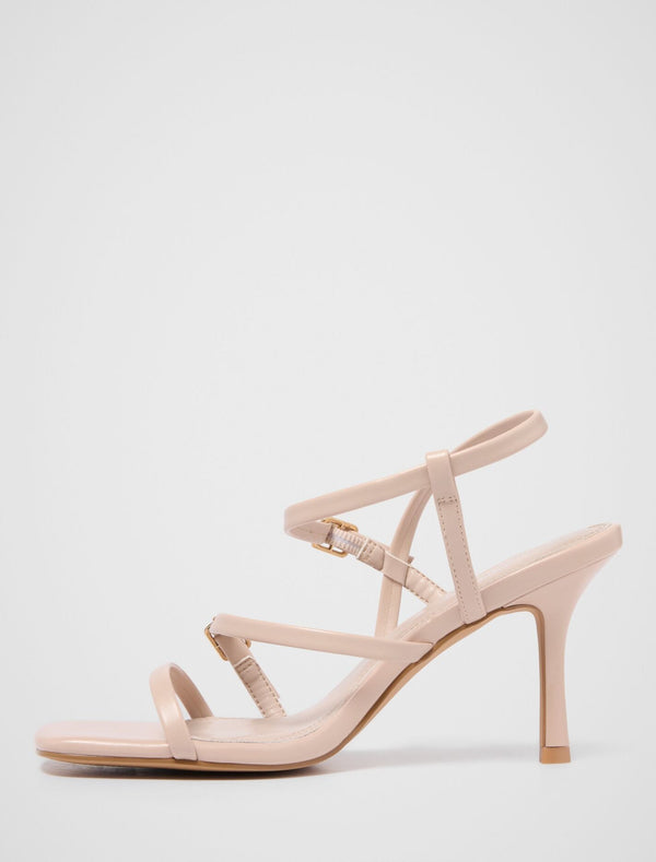 Brenda Buckle Detail Asymmetrical Sandal Heel Forever New