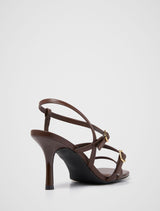 Brenda Buckle Detail Asymmetrical Sandal Heel Forever New