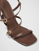 Brenda Buckle Detail Asymmetrical Sandal Heel Forever New