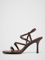 Brenda Buckle Detail Asymmetrical Sandal Heel Forever New