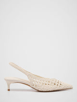 Clare Crochet Detail Slingback Heel Ivory Forever New