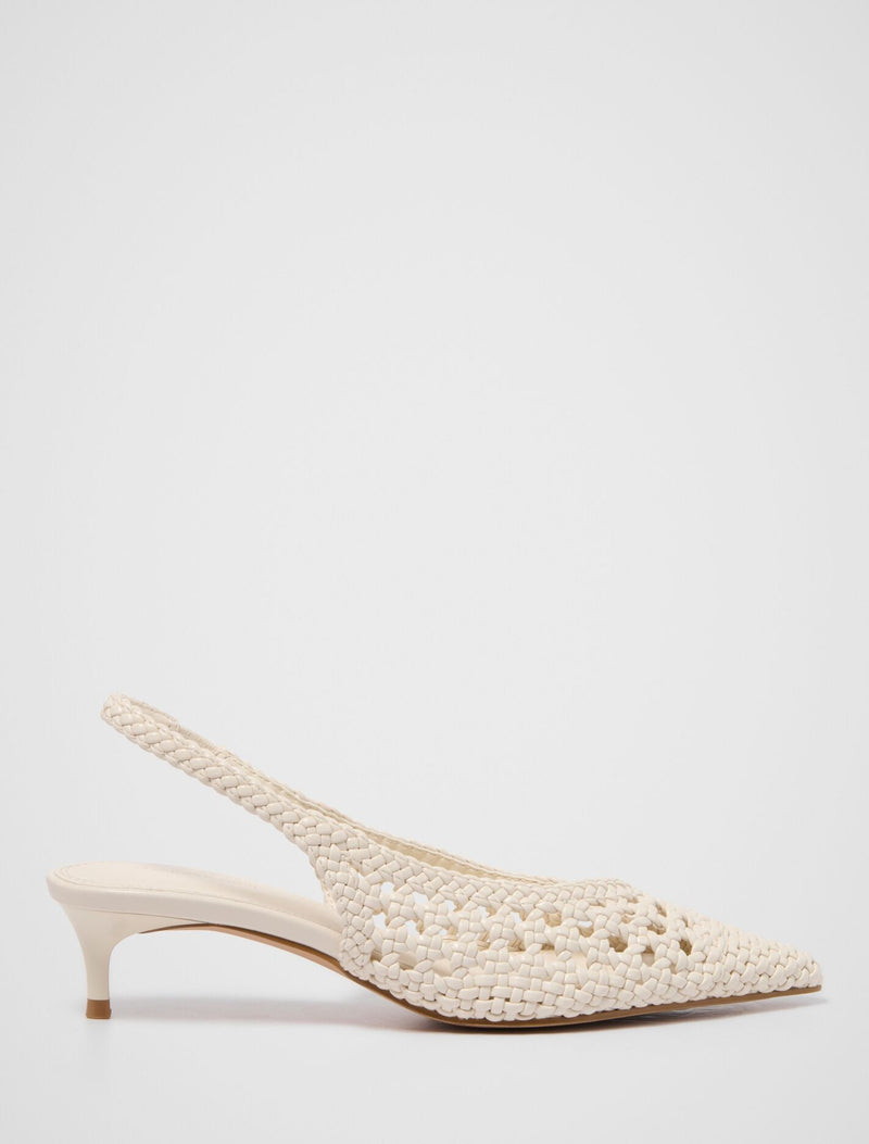 Clare Crochet Detail Slingback Heel Ivory Forever New