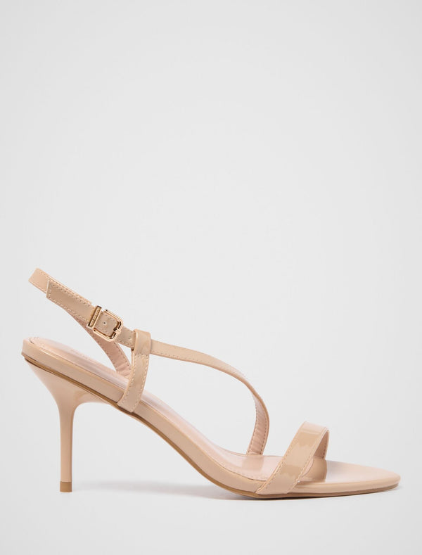 Abigail Asymmetrical Pointy Sandal Heel Nude Forever New