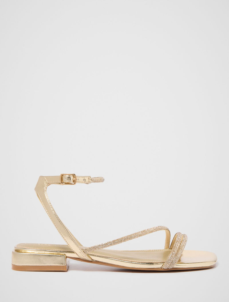 Dominique Diamante Strap Flat PM Sandal Gold Forever New