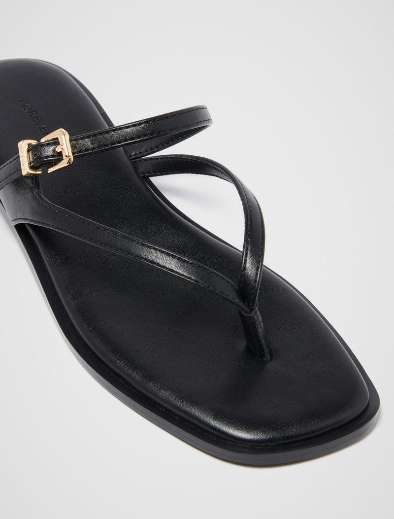 Bailee Buckle Detail Strappy Thong Flat Sandal Forever New