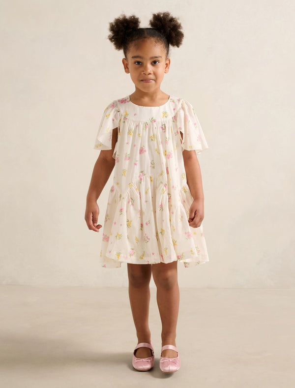 Dove Girls Curved Panel Flutter Dress Dove Floral Forever New