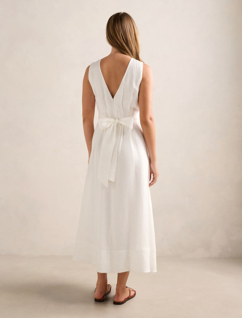 Rosie Linen Sleeveless Midi Dress Porcelain | Forever New
