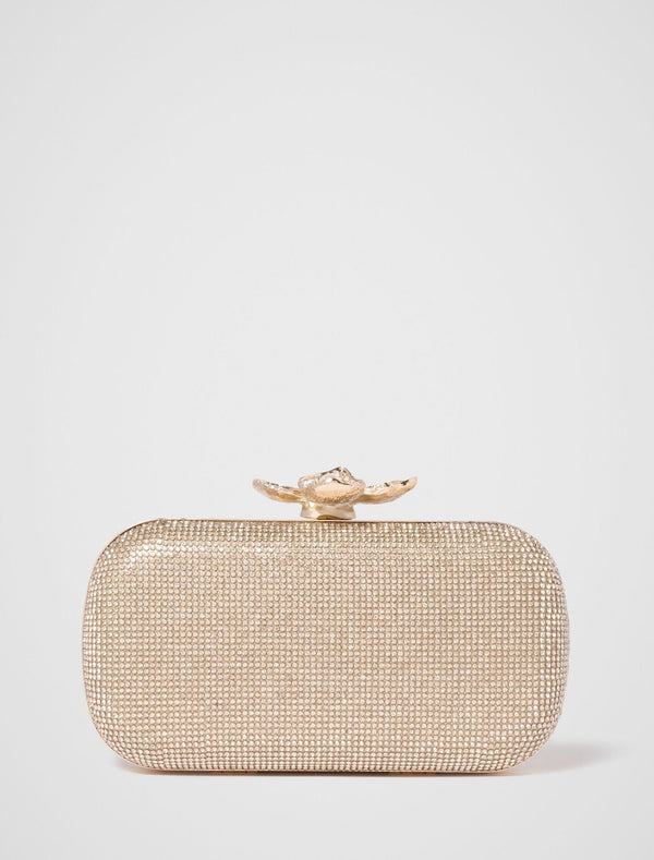 Callie Flower Clasp Jewel Hardcase Clutch 0 Gold Forever New