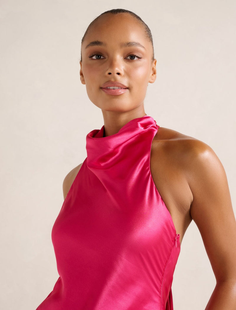 Clementine High Neck Satin Maxi Dress Forever New