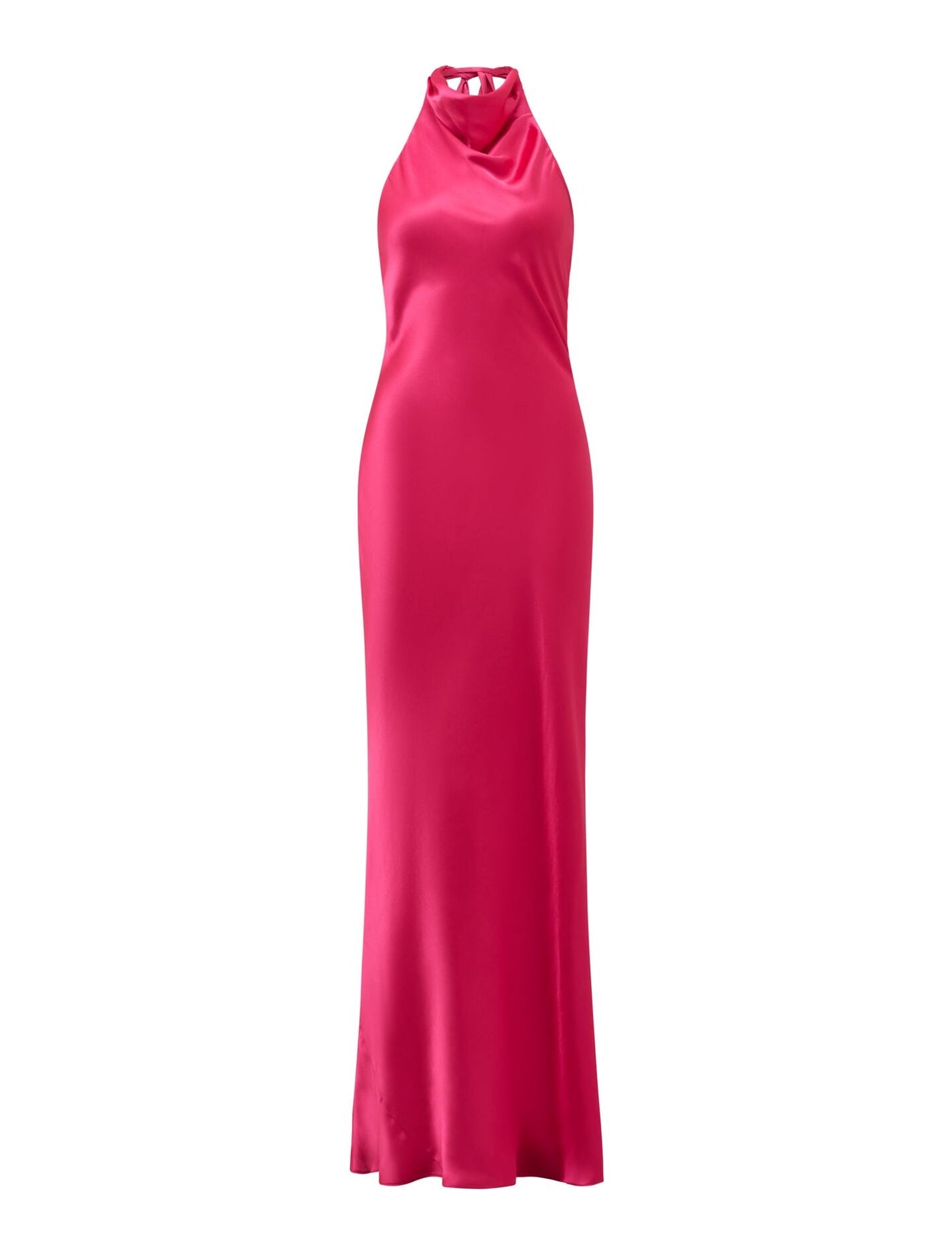pink silk high neck dress Classic Elegance Blush Satin Sleeveless Mock Neck Maxi Dress