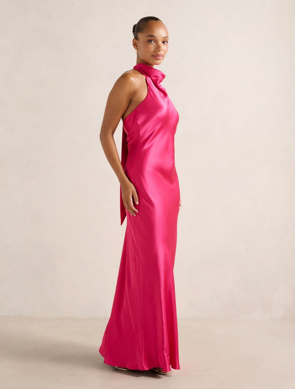 Clementine High Neck Satin Maxi Dress Forever New