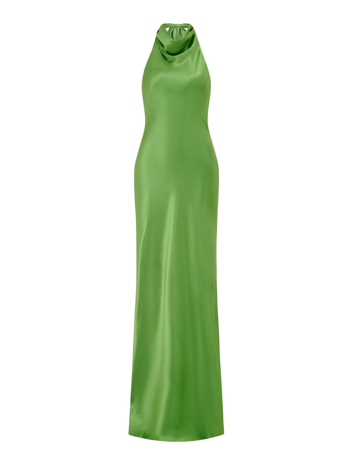 Clementine High Neck Satin Maxi Dress Shamrock | Forever New