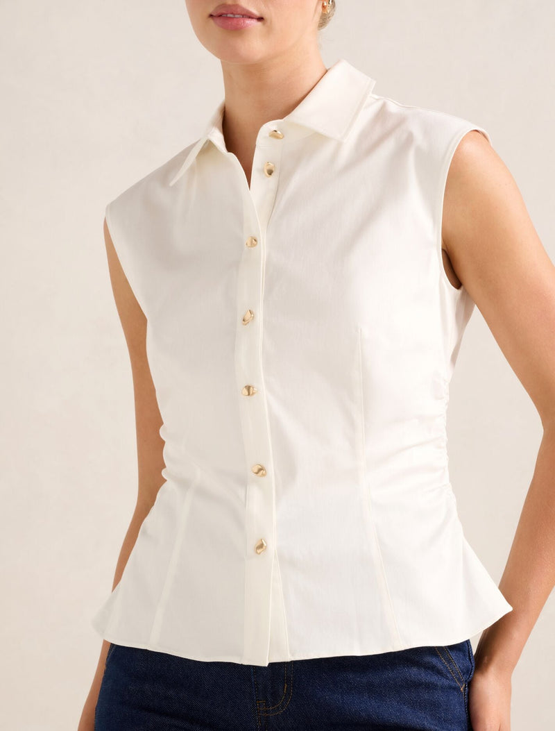 Nova Ruched Collared Top Forever New