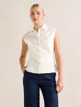 Nova Ruched Collared Top Porcelain Forever New