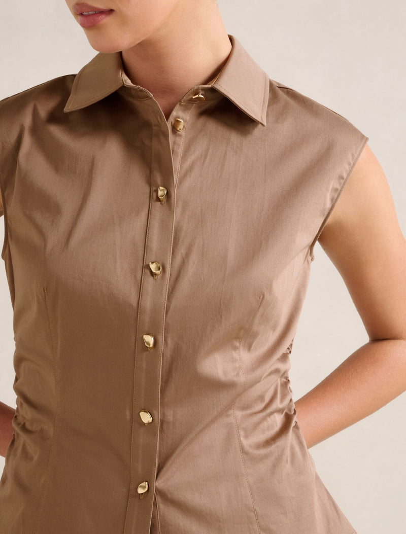 Nova Ruched Collared Top Forever New