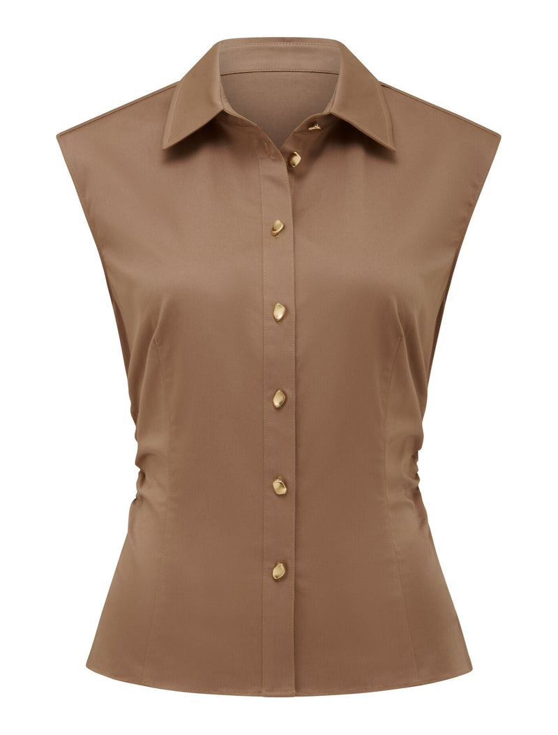 Nova Ruched Collared Top Forever New