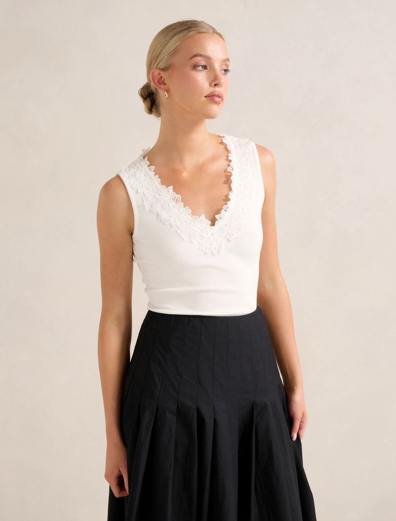 Sylvie Lace Trim Tank Top Forever New