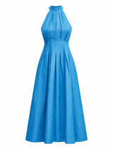 Miller Pleat Halter Midi Dress