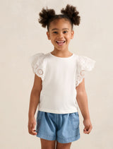 Pippa Girls Flutter Sleeve Top White Cloud Forever New