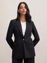 Trixie Gold Button Blazer Black Forever New