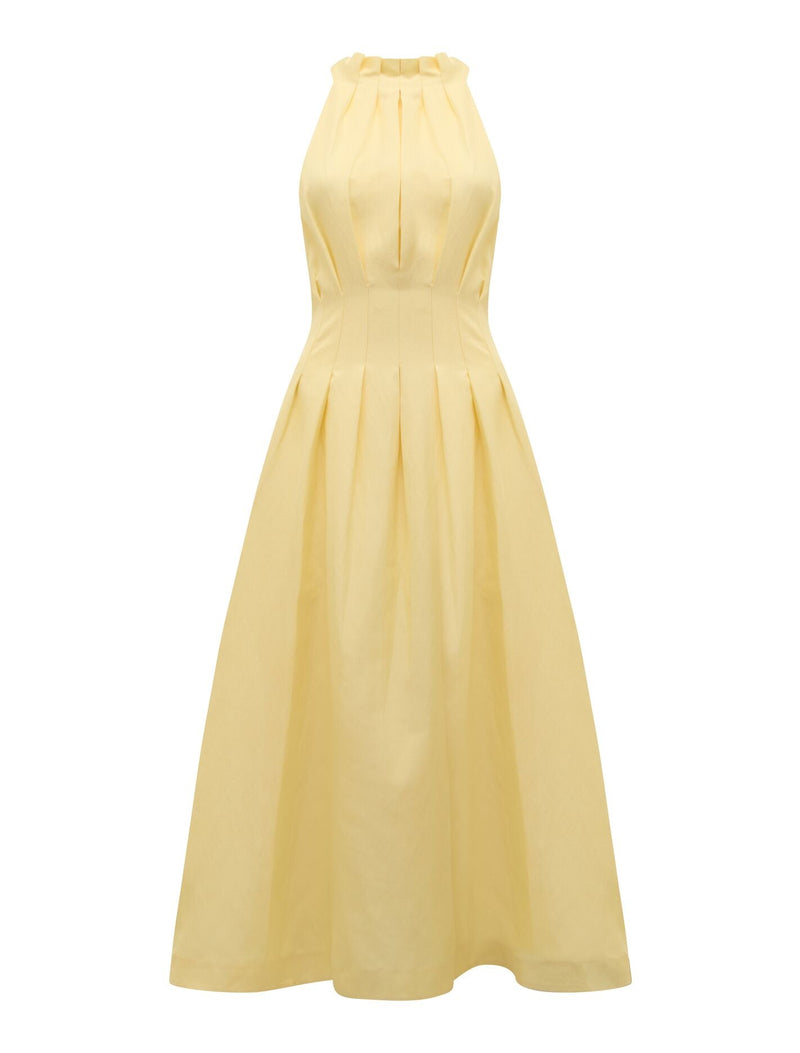 Miller Petite Pleat Halter Midi Dress Forever New
