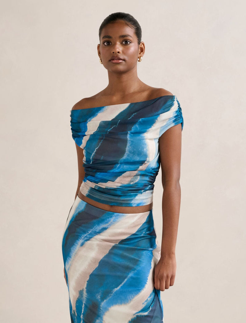 Mimi Petite Off Shoulder Top Wave Maren Abstract Co-ord Forever New