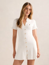 Violetta Stitch Interest Mini Dress Cream Forever New