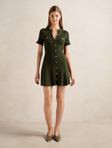 Violetta Stitch Interest Mini Dress Forever New