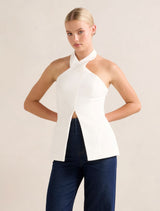 Ruby Cross Neck Top Porcelain Forever New
