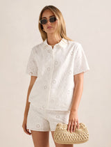 Bridie Embroidery Shirt Porcelain Co-Ord Forever New
