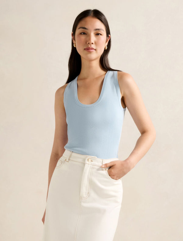 Harley Scoop Neck Tank Top Soft Blue Forever New