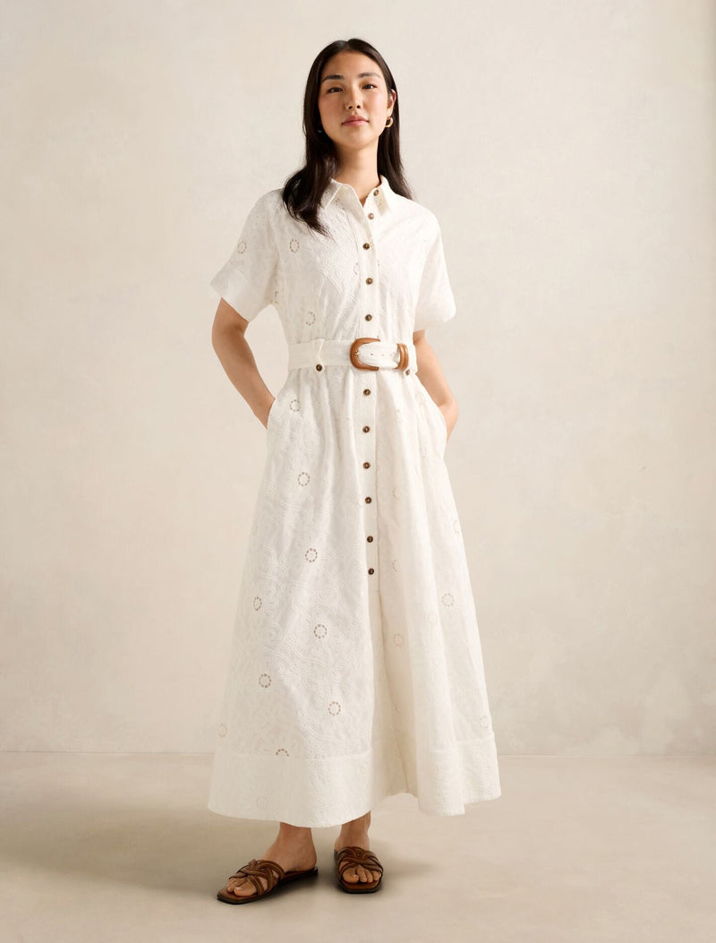 meria broderie midi dress Valeria Broderie Midi Dress Porcelain