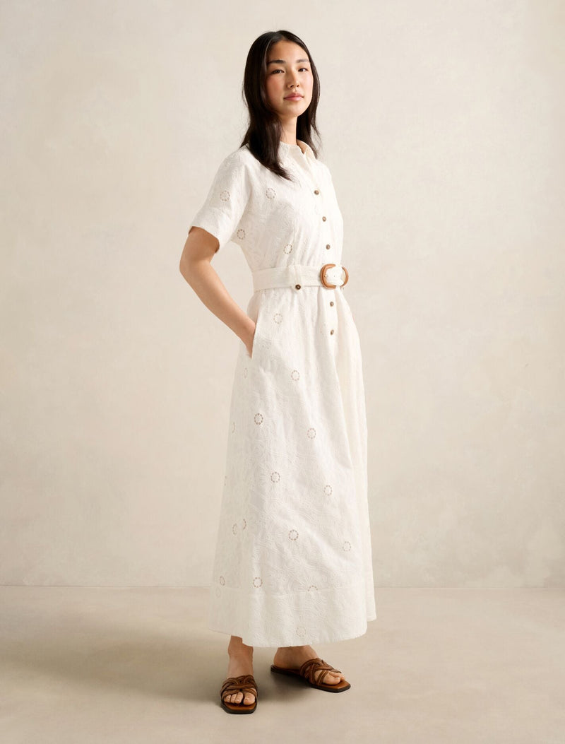 valeria midi dress Valeria Broderie Midi Dress Porcelain