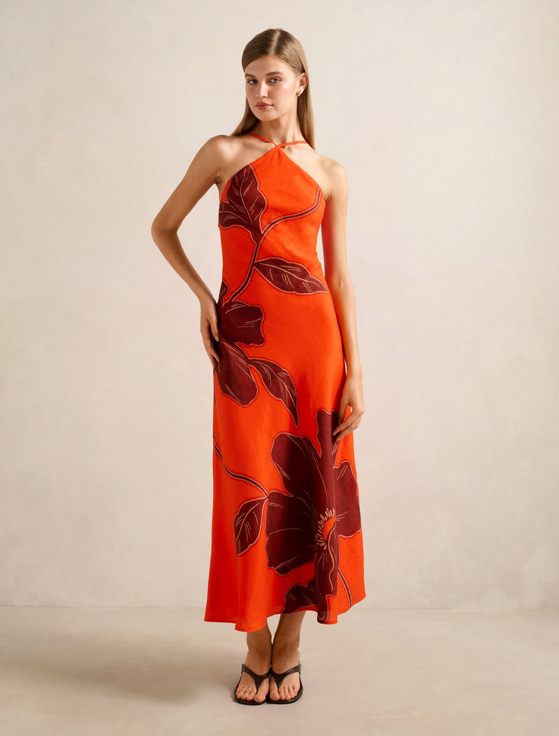 Nova Arrow Neck Maxi Dress Red Dryden Forever New