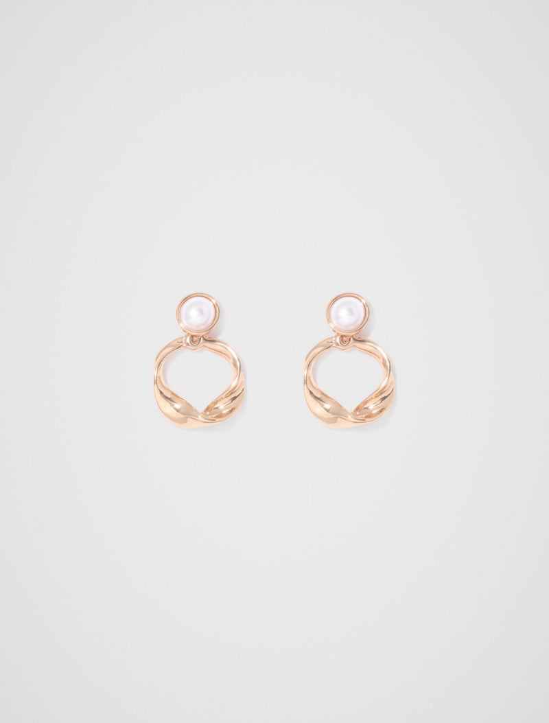 Hailey Hoop Pearl Drop Earrings 0 Pearl Gold Forever New