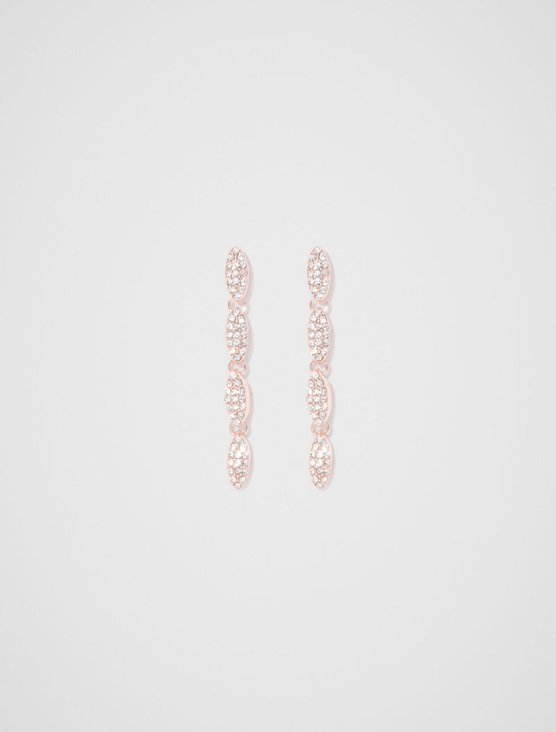 Polly Pave Drop Earrings 0 Rose Gold Crystal Forever New