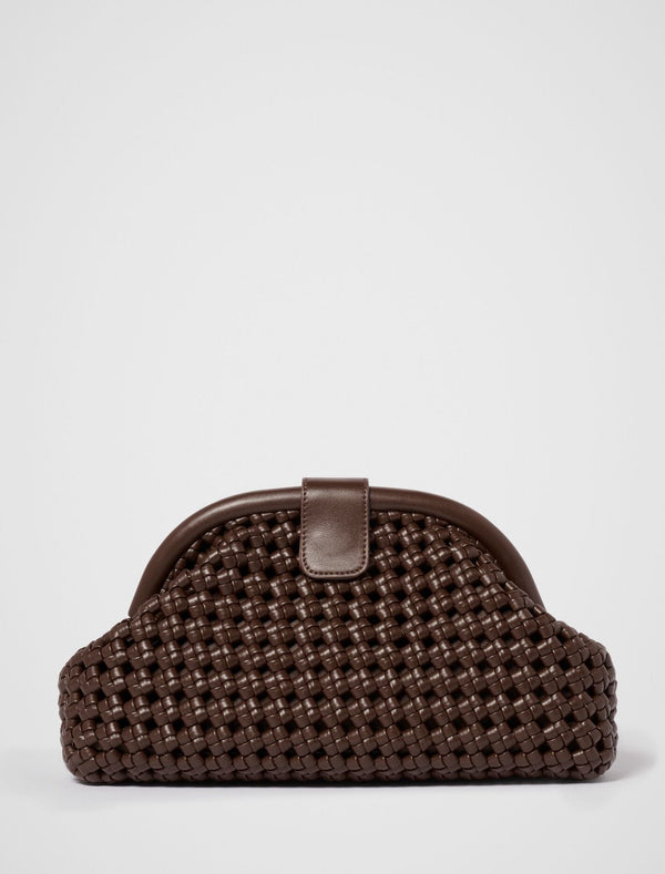 Aspen Open Weave Soft Clutch 0 Chocolate Forever New