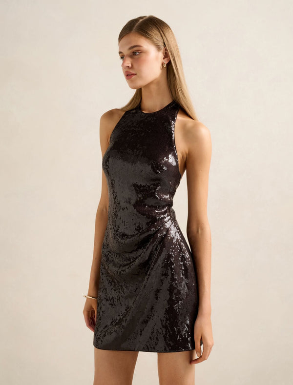 Tate Sequin Halter Mini Dress Forever New