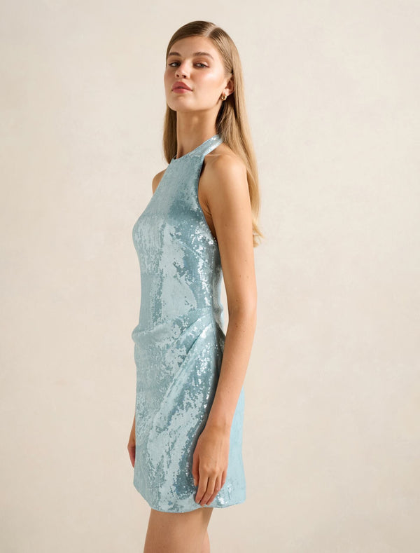 Tate Sequin Halter Mini Dress Forever New