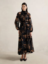 Janelle Velvet Burnout Maxi Dress Black Brown Forever New