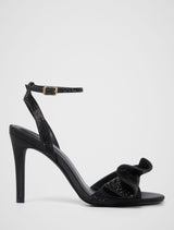 Shayla Side Bow Jewelled Heeled Sandal Black Forever New