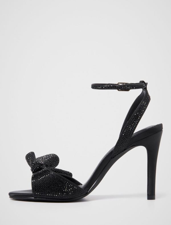 Shayla Side Bow Jewelled Heeled Sandal Forever New