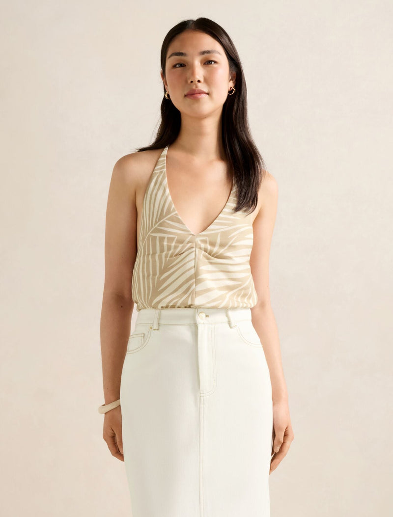 Harper Scoop Halter Top Tuxen Leaf Forever New