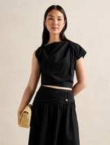Dottie Draped Hardware Top Black Co-Ord Forever New