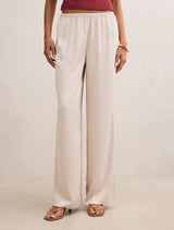 Sara Satin Wide Leg Pants Cream Forever New