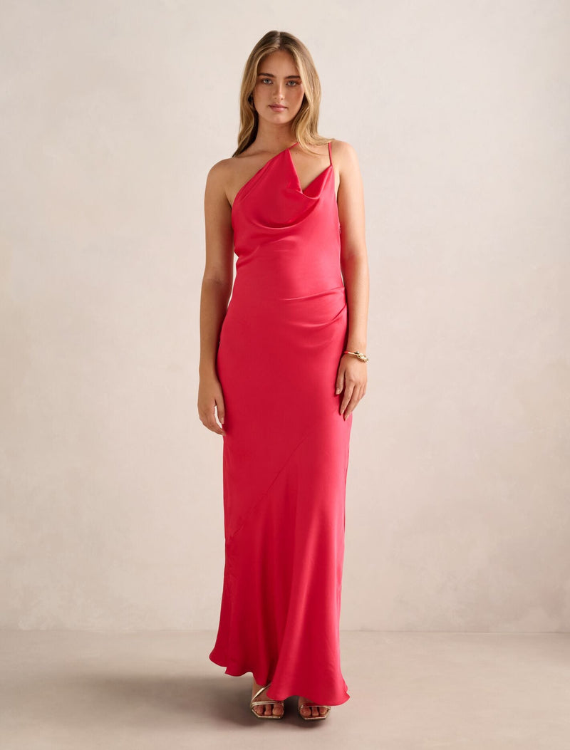 violetta maxi dress Cowl Neck Raspberry True to size Variant:Xsmall-P Polka_Dot_Dress Universal Standard Women's Lila