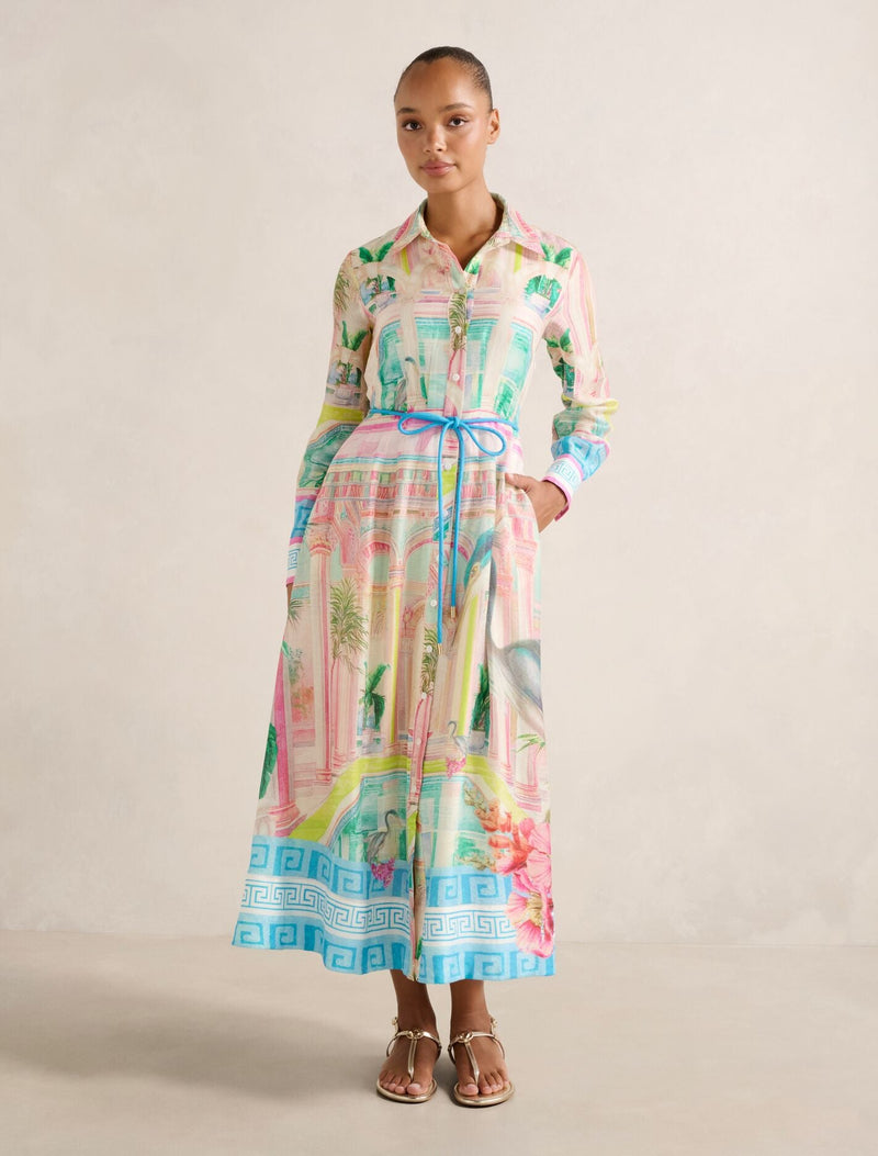 Abbey Printed Shirt Midi Dress Olympia Holiday Forever New