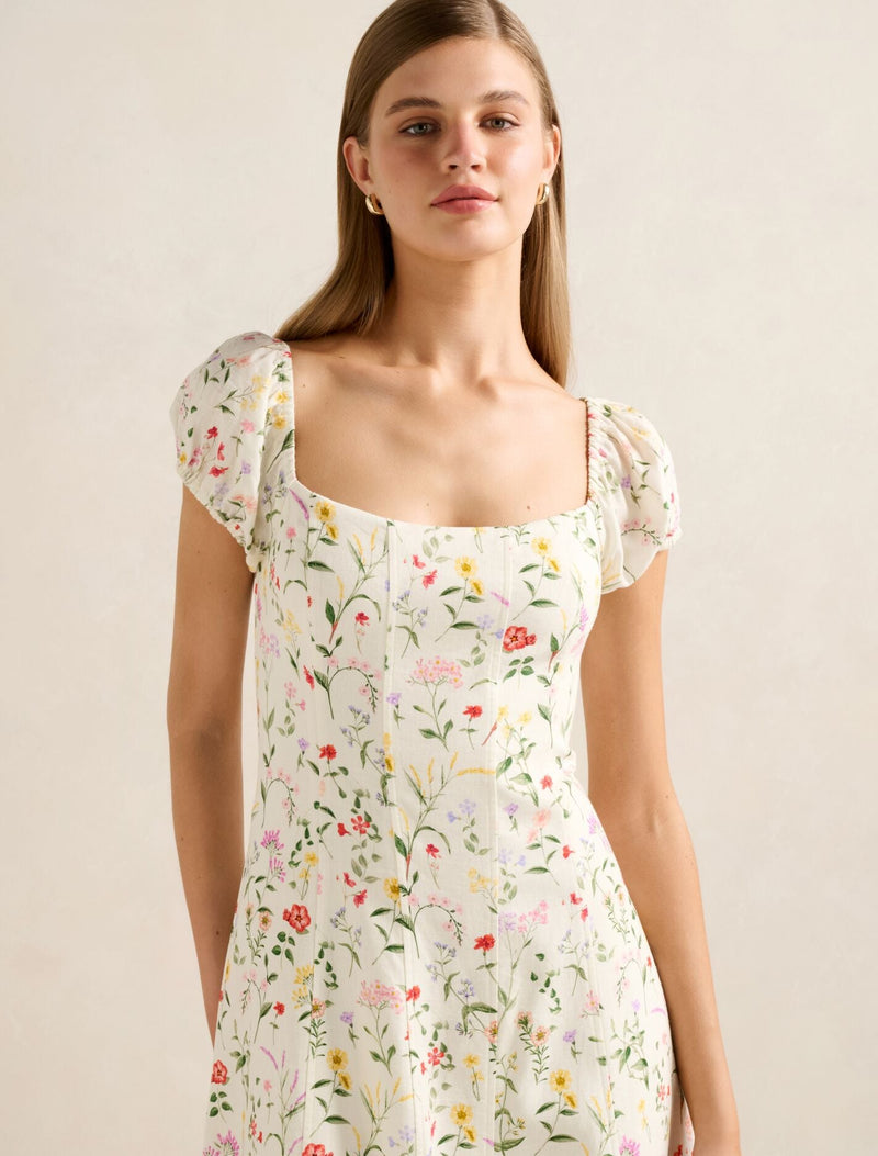 Sadie Cap Sleeve Linen Midi Dress Forever New