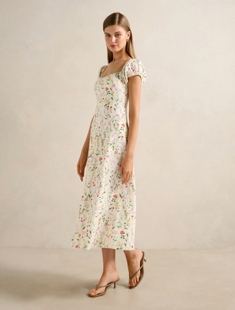 Sadie Cap Sleeve Linen Midi Dress Forever New