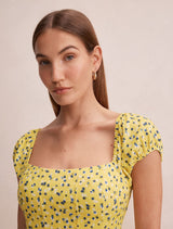Sadie Cap Sleeve Linen Midi Dress